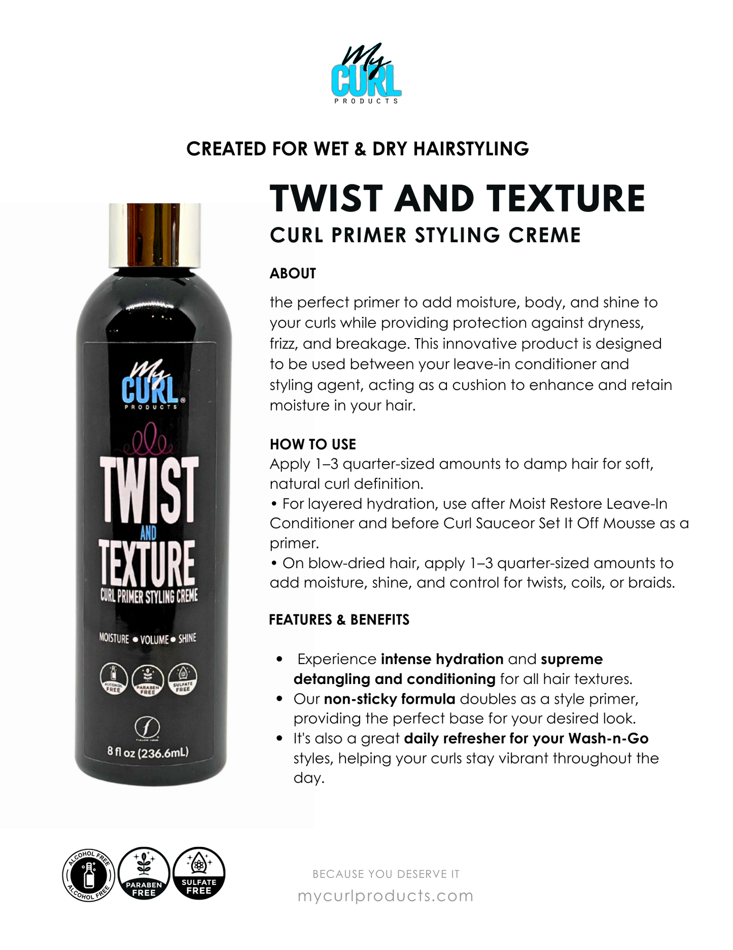 TWIST AND TEXTURE CURL PRIMER STYLING CREME